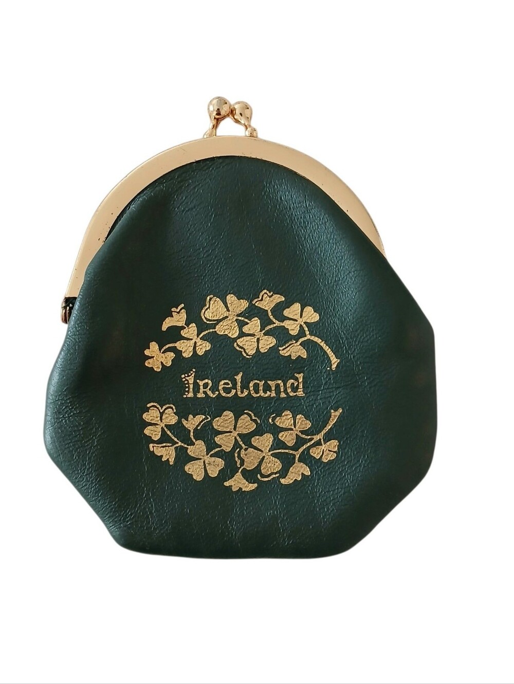 Vintage Tina Keenly Irish Craft Leather Kisslock Coin Purse Shamrock Celtic 5x4